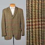 1960s Mens Brown and Red Plaid Tweed Jacket