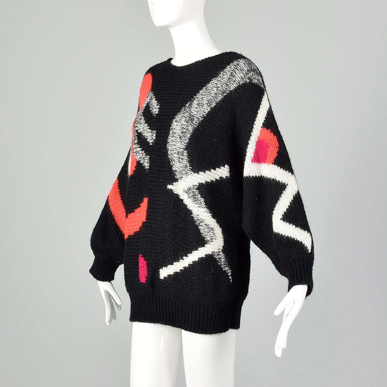 Medium Adolfo 1990s Black Geometric Sweater