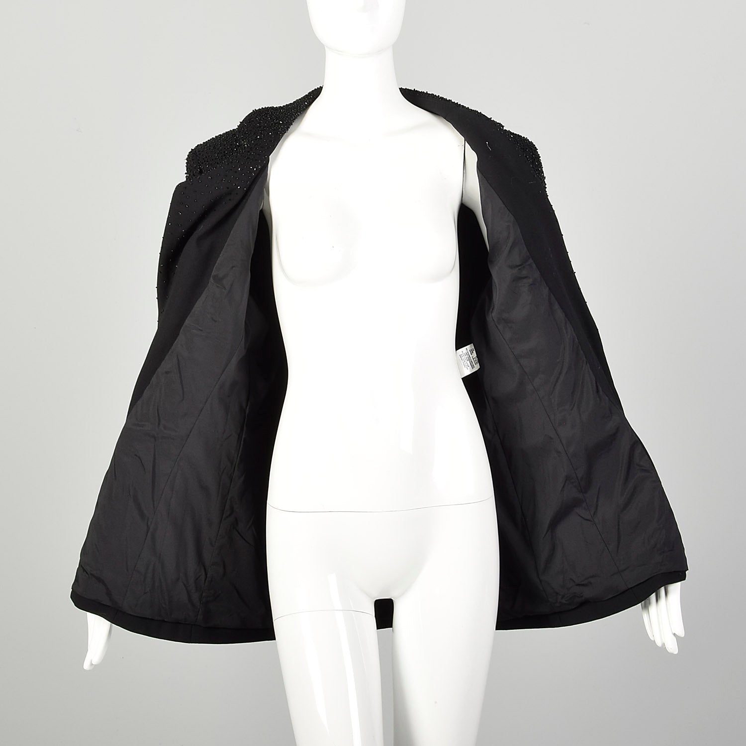 Large 1990s Escada Suit Coat Black Evening Beaded Cocktail Blazer