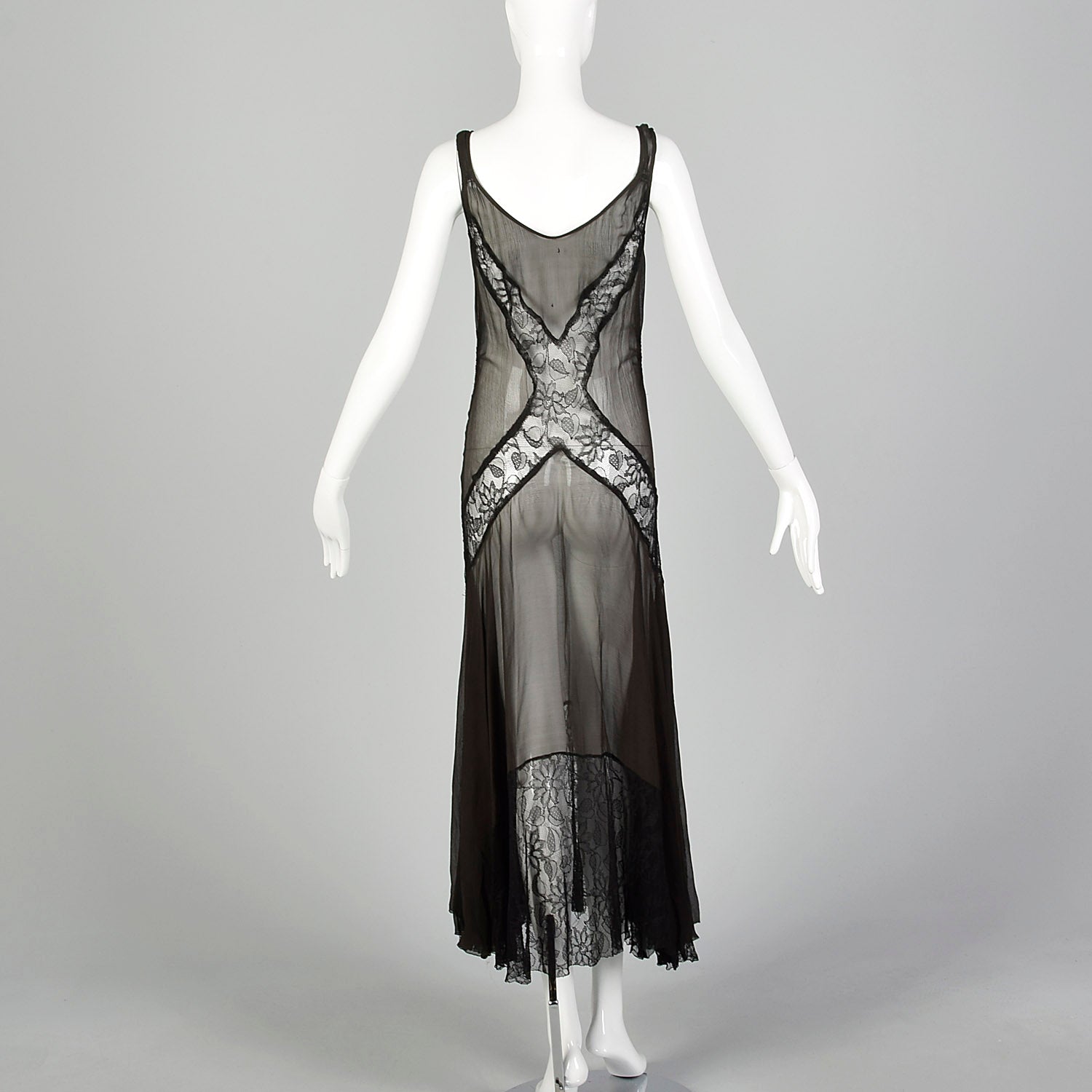 XS 1930s Sheer Black Silk and Lace Dress and Jacket
