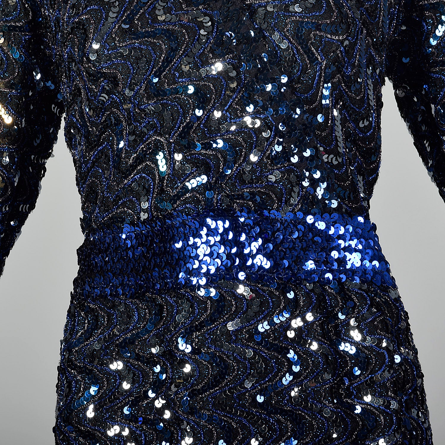 XL-XXL Lilli Diamond 1970s Blue Sequin Long Dress
