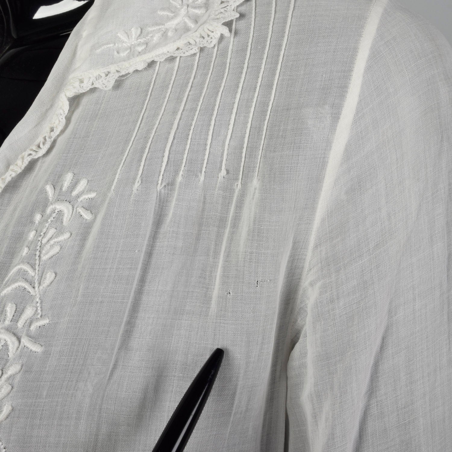 1920s Sheer White Embroidered Cotton Dress