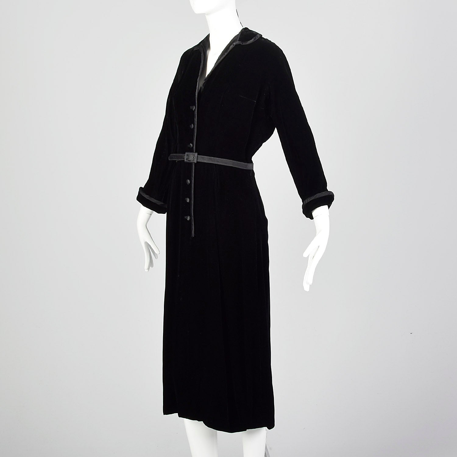 1950s Medium Mollie Parnis Dress Black Velvet Evening Gown Silk Satin Long Sleeve