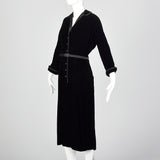 1950s Medium Mollie Parnis Dress Black Velvet Evening Gown Silk Satin Long Sleeve