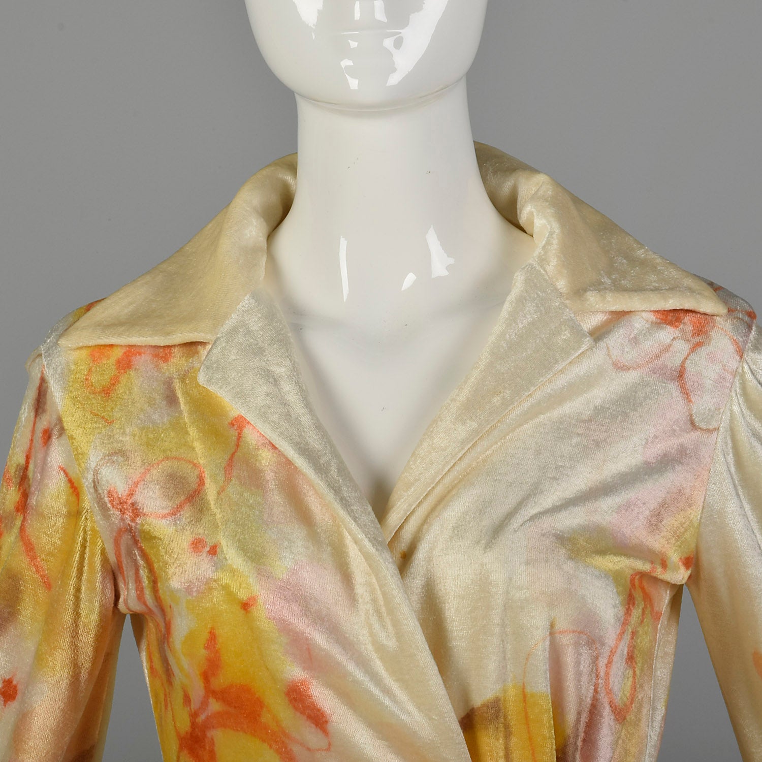 XS Holly Harp 1970s Cream Hand Painted Wrap Top