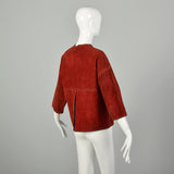 Small 1960s Bohemian Suede Leather Jacket Split Hide Hippie Shirt Boho Festival Renaissance Ware