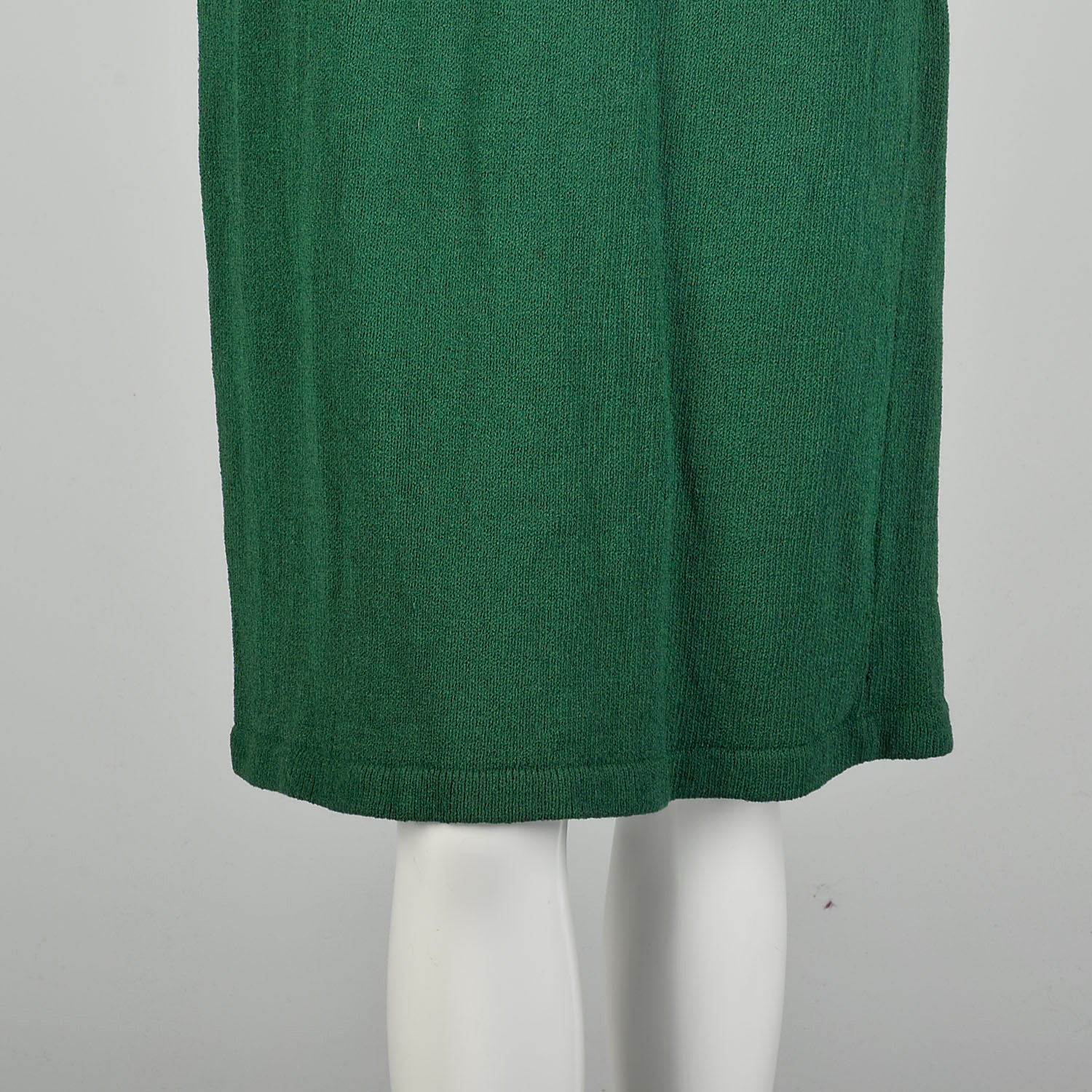 Small 1980s Adolfo Holiday Green Knit Long Sleeve Winter Sweater Dress