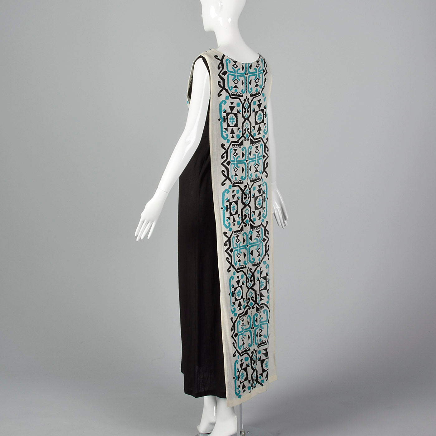 1970s Black Gauze Dress with Back Panel