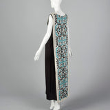 1970s Black Gauze Dress with Back Panel