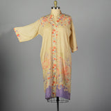 OSFM 1920s Ivory Floral Silk Robe