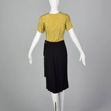 1940s Yellow Dress with Unique Hip Tie Sash