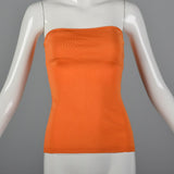 1970s Anne Klein Shiny Orange Tube Top