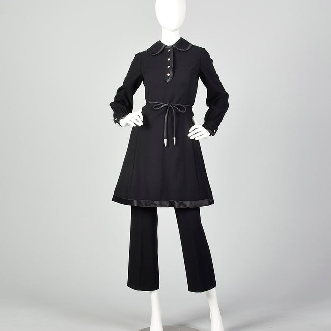 XS 1970s Gino Charles Black Dress Pant Set