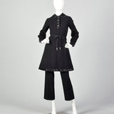XS 1970s Gino Charles Black Dress Pant Set