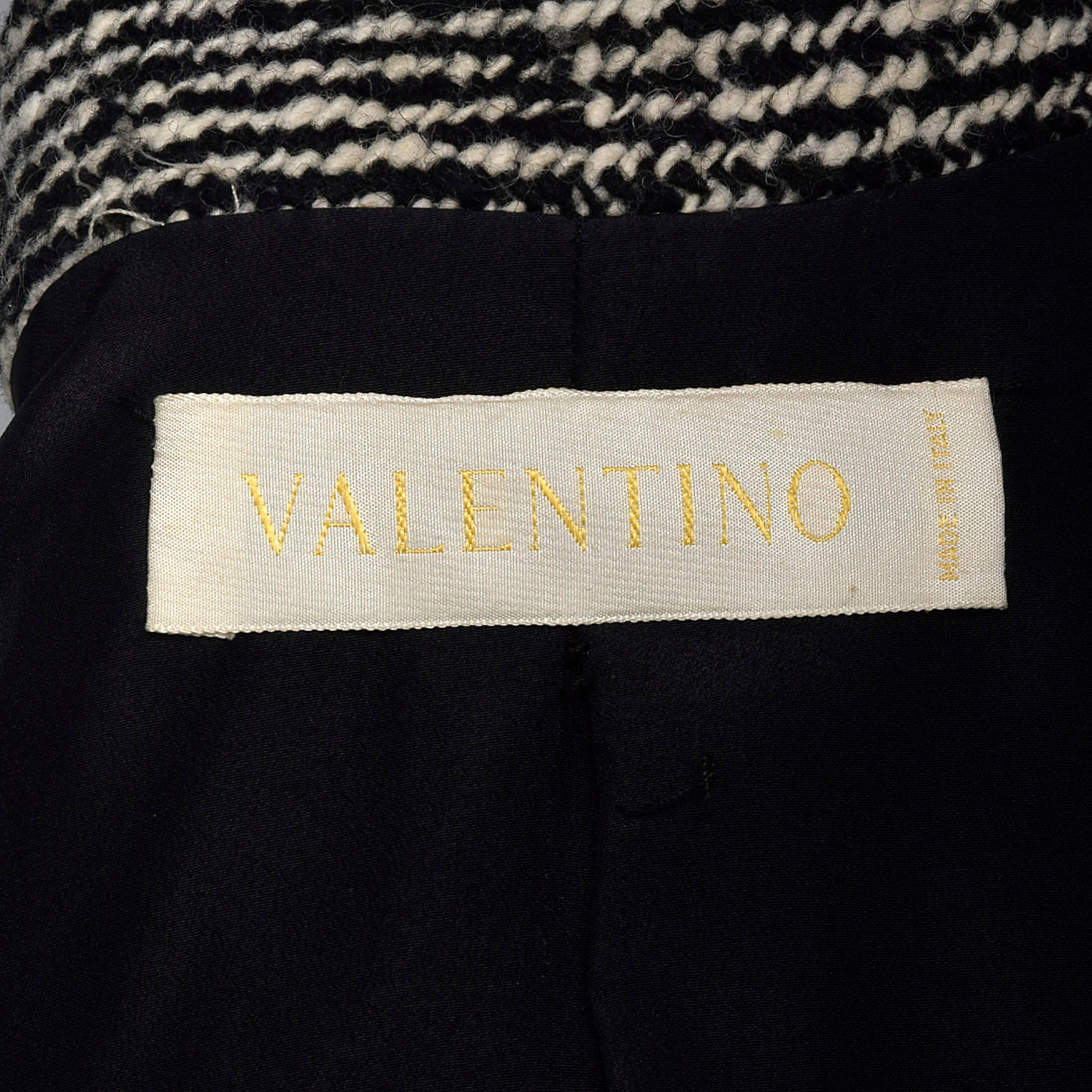 2000s Valentino Black and White Jacket with Belted Waist