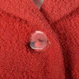Medium 1950s Coat Red Wide Cuff Boucle Wool Rockabilly Swing Jacket