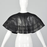 1980s Black Leather Capelet