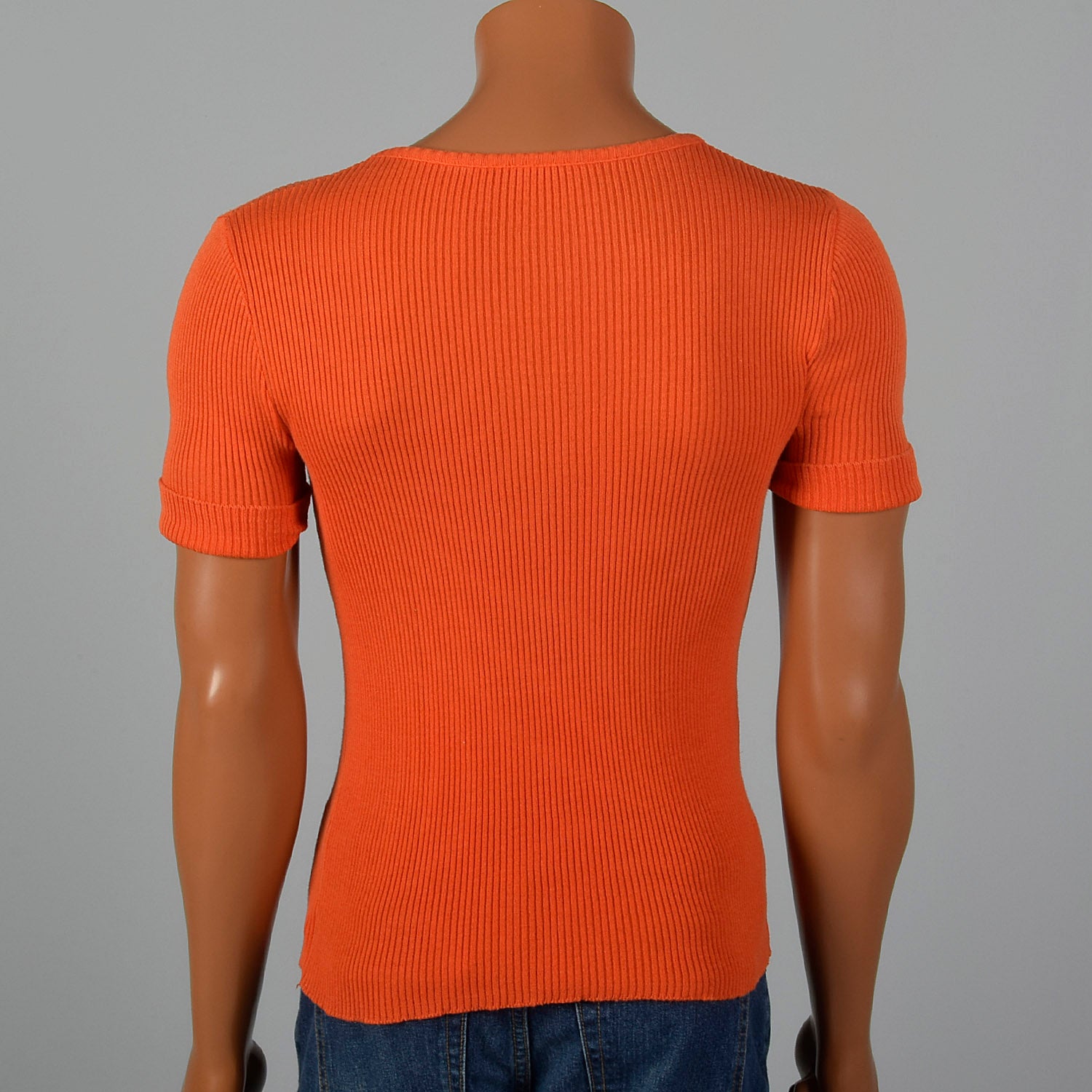 Small 1970s Pierre Cardin Knits Orange Sweater with Short Sleeves