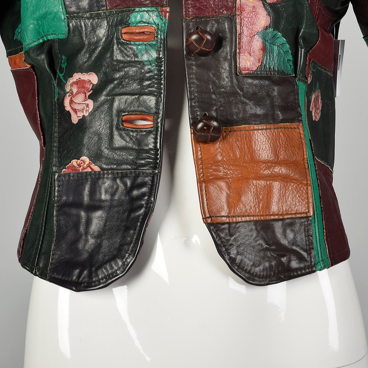 70s Gandalf the Wizard Patchwork Rocker Leather Jacket Roses -  Israel