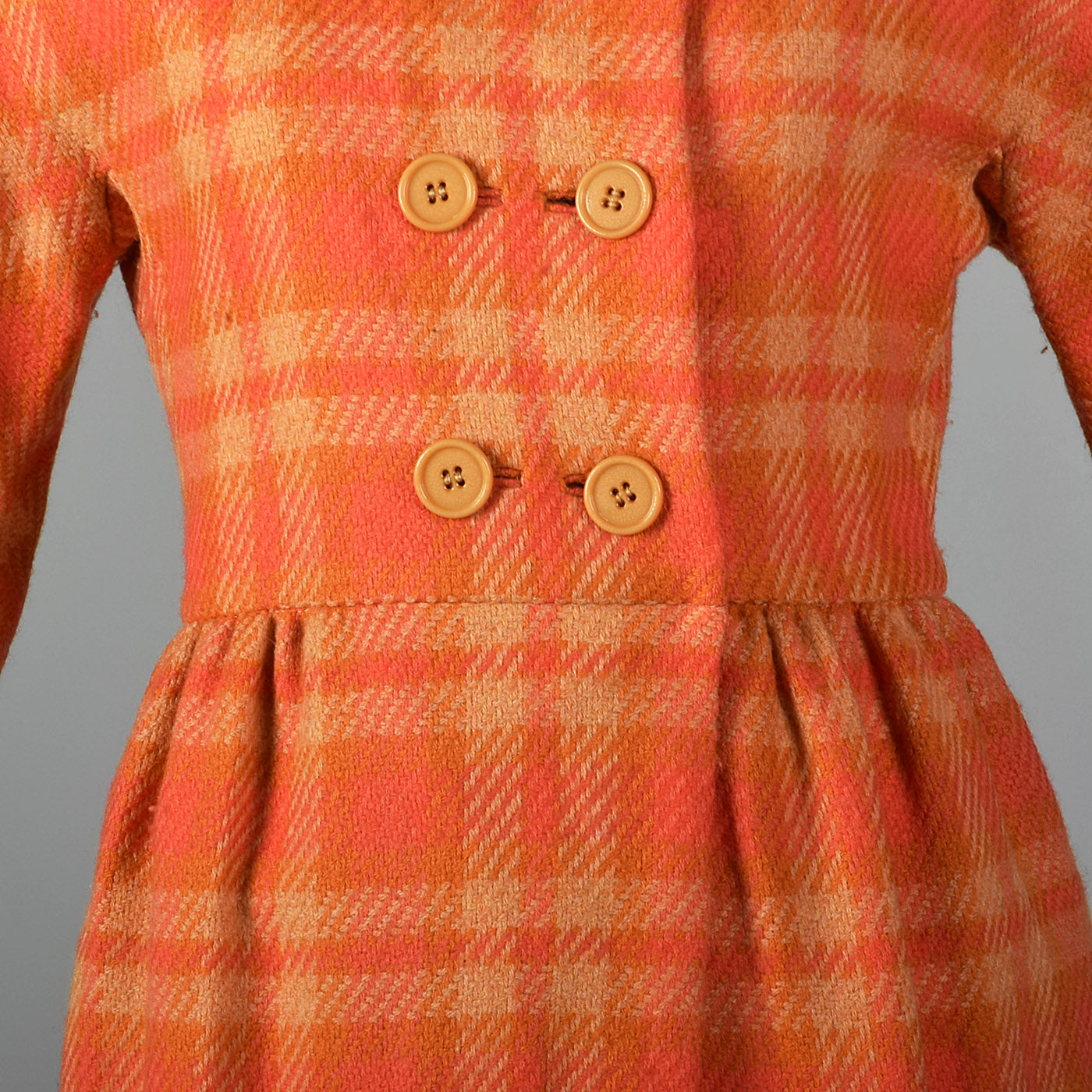 1950s Anne Klein Coat Dress in Orange Plaid
