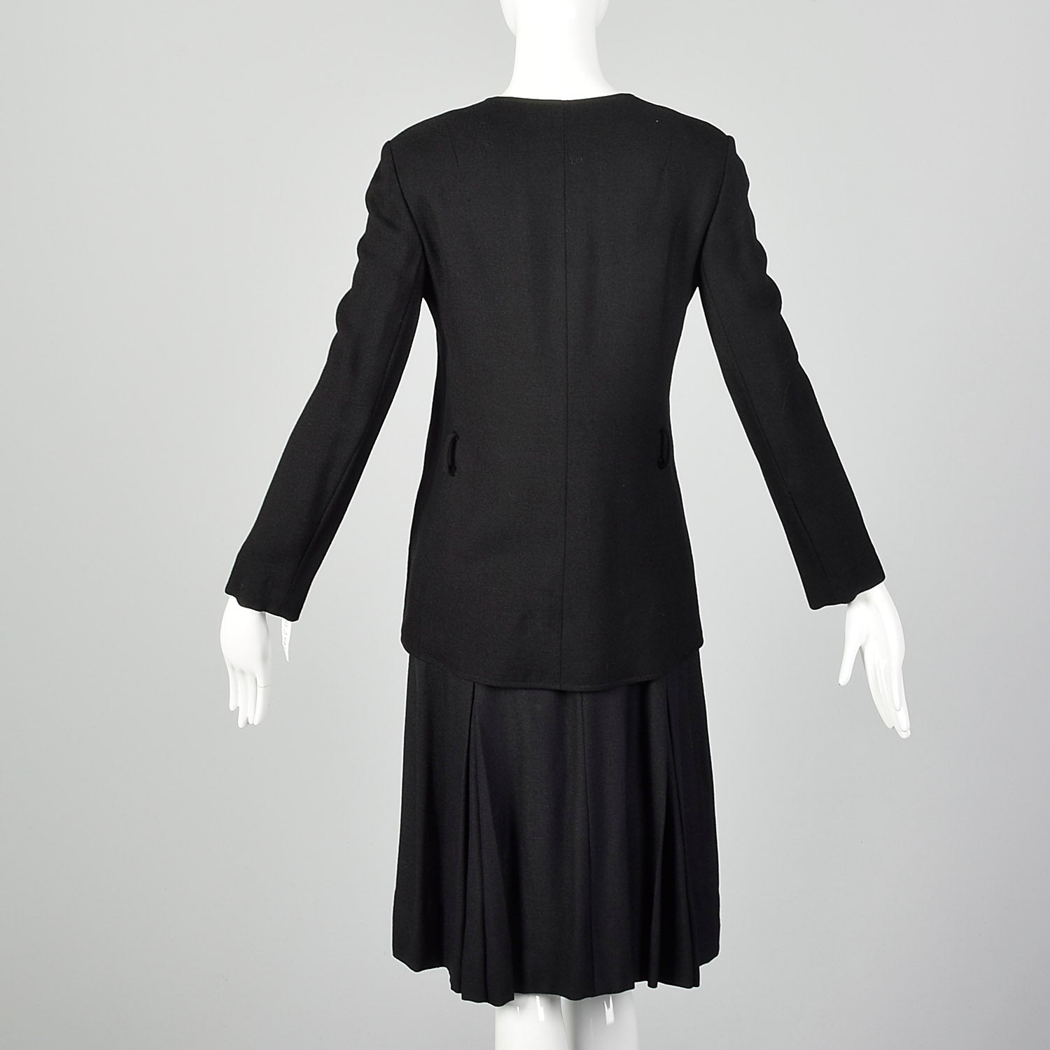 Small 70s Black Rayon Skirt Set