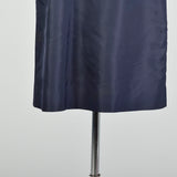 Large 1950s Navy Blue Cocktail Dress Illusion Neckline Lace Taffeta Evening Dress