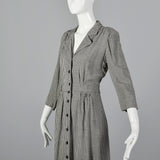 1940s Black and White Check Day Dress