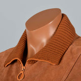 XL 1970s Brown Suede Jacket with Knit Sleeves