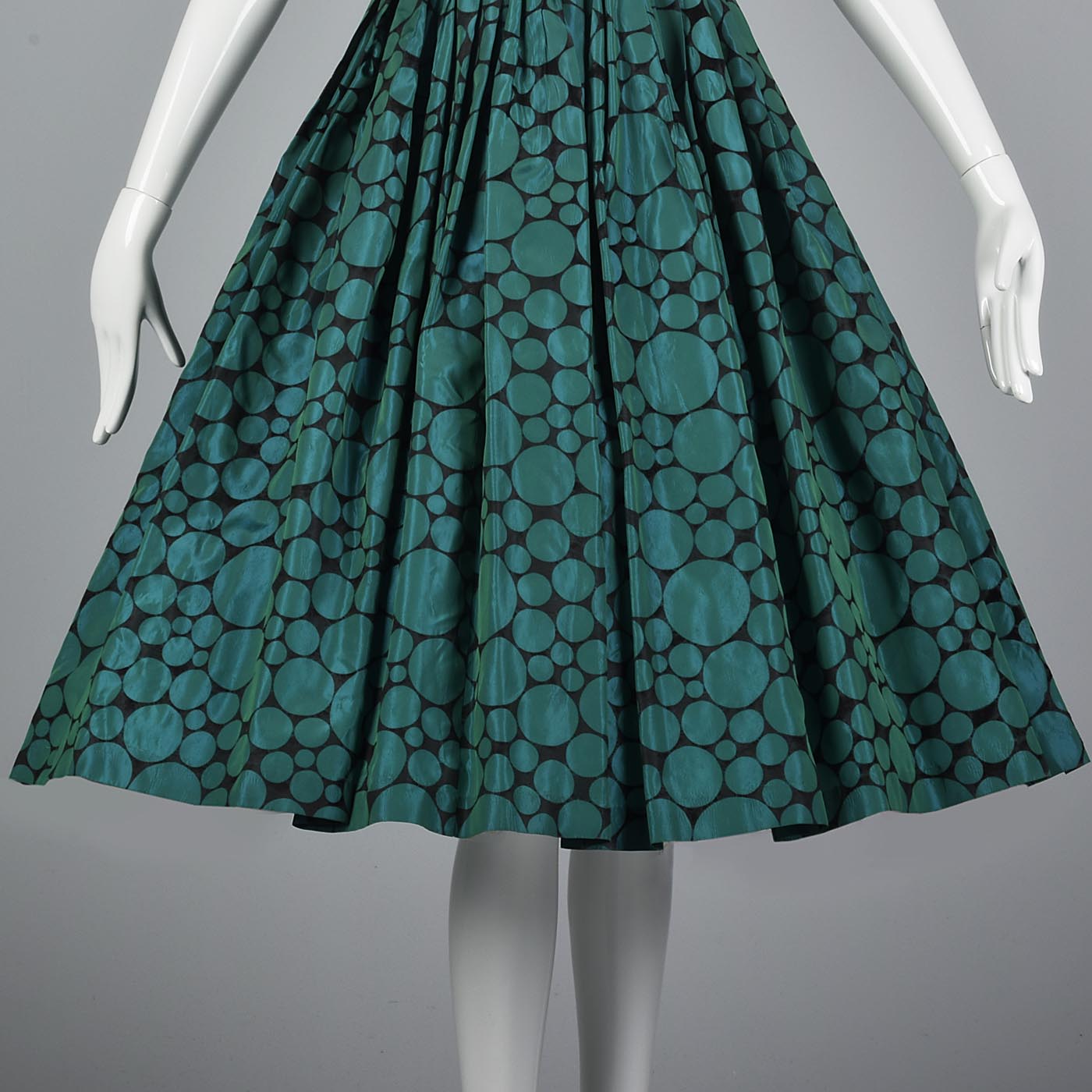 1950s Flocked Polkadot Party Dress