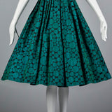 1950s Flocked Polkadot Party Dress