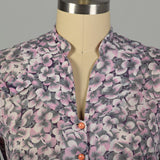 3XL 1950s Semi Sheer Day Dress Pink Pansy Button Front Print Short Sleeve