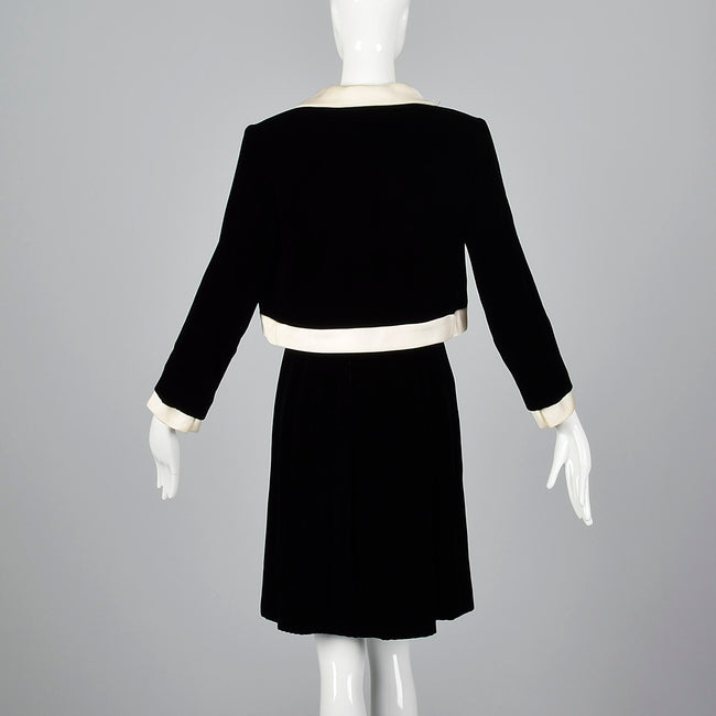 1960s Black Velvet Dress and Jacket Set