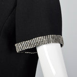 1960s Black Wool Dress with Rhinestone Trim