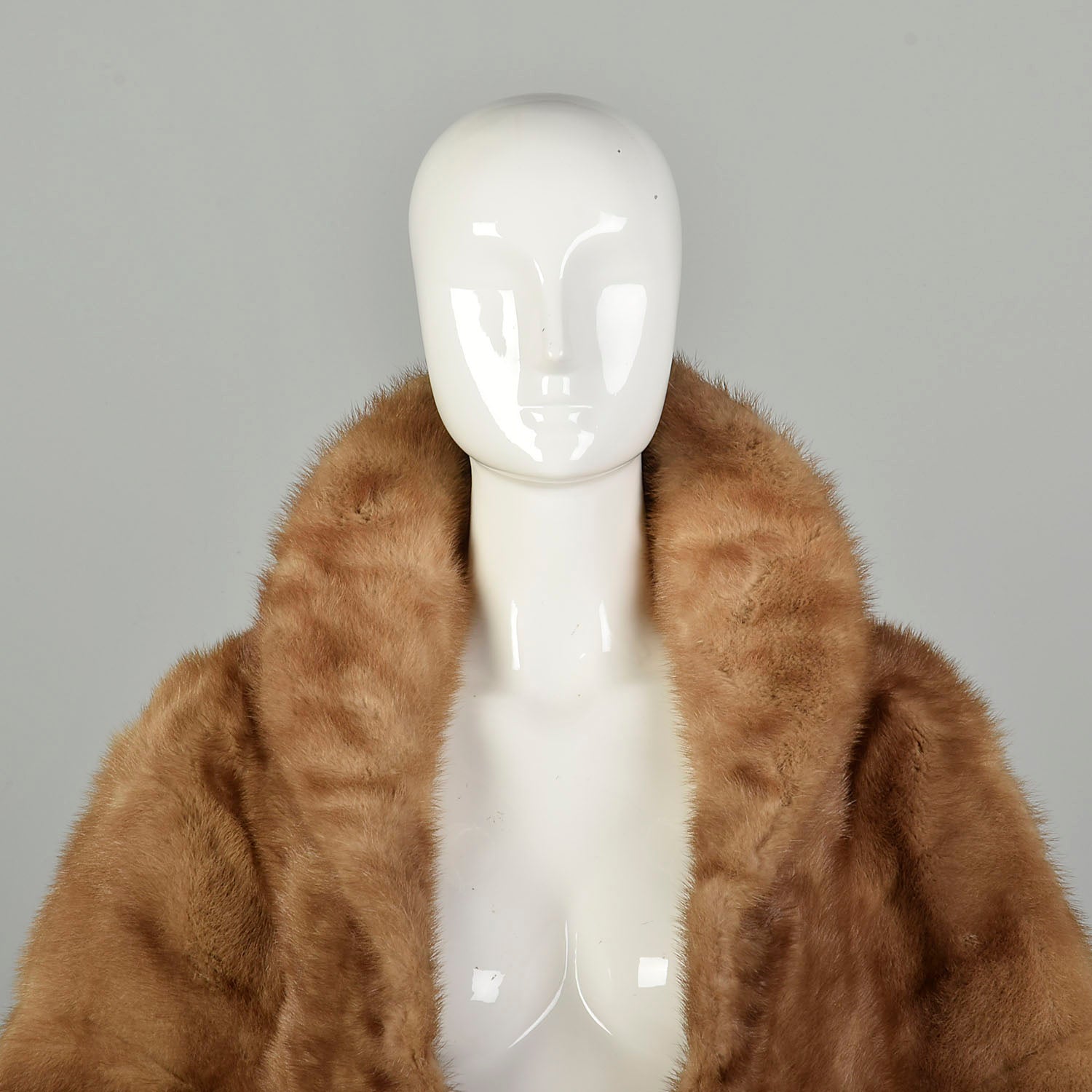 OSFM 1950s Caramel Mink Wrap Winter Stole Shawl Collar Cape Real Fur