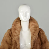 OSFM 1950s Caramel Mink Wrap Winter Stole Shawl Collar Cape Real Fur