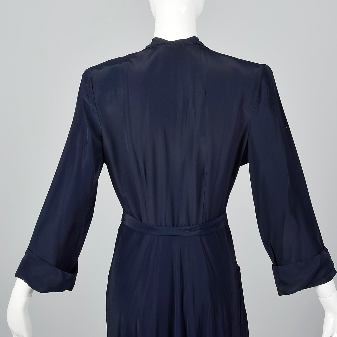 1950s Navy Rayon Dressing Gown