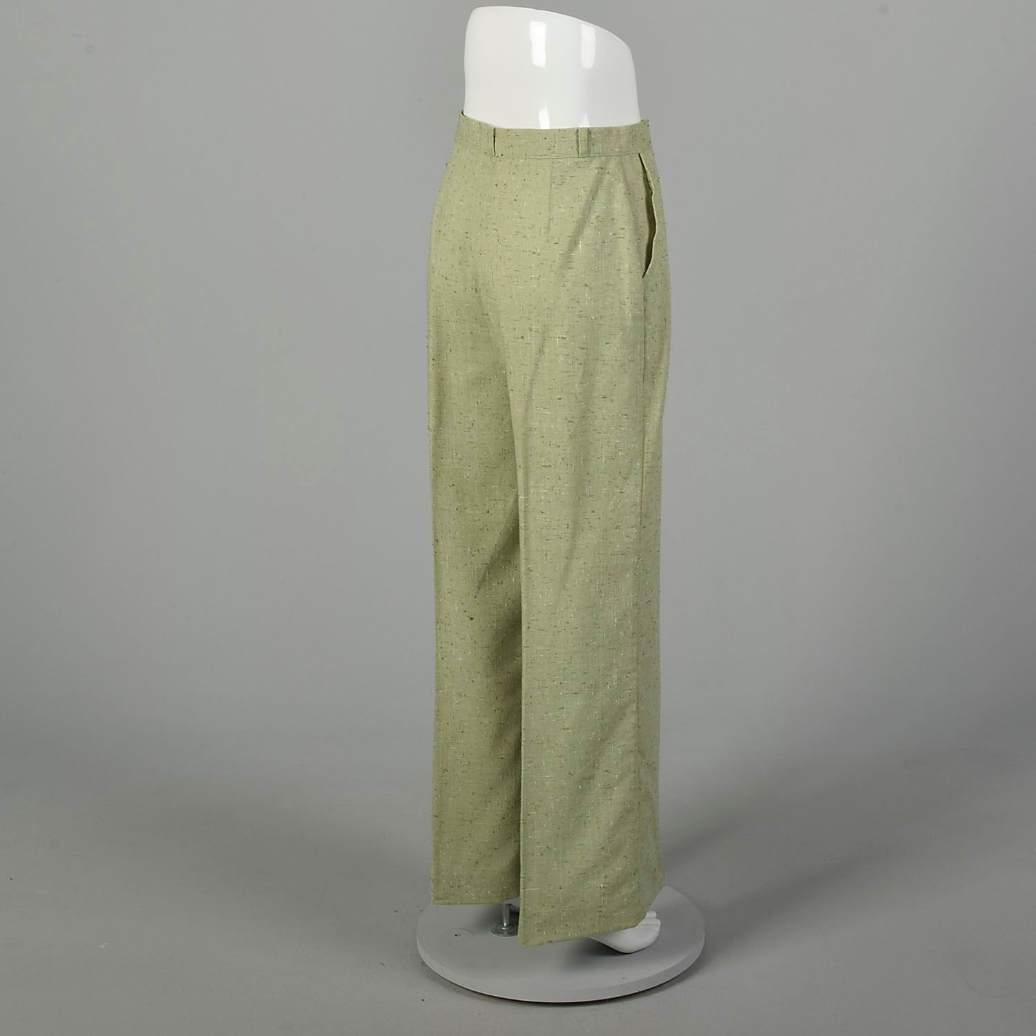 Medium 1970s Pants Green Grasshopper Applique Wide Leg High Waist