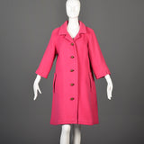 1950s Pink Wool Coat with Great Gold Buttons