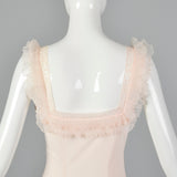 1950s Pink Nylon Nightgown with Ruffle Trim
