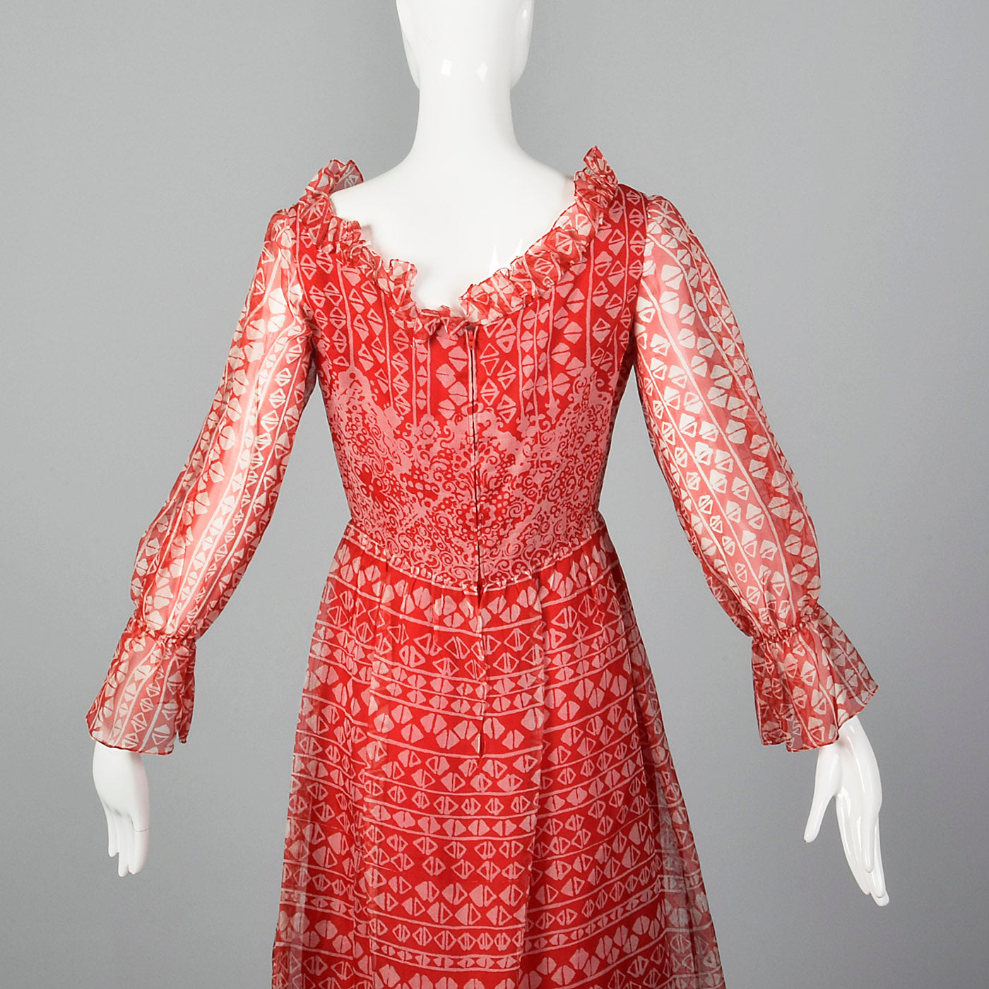 1960s Oscar de la Renta Red Bohemian Print Dress