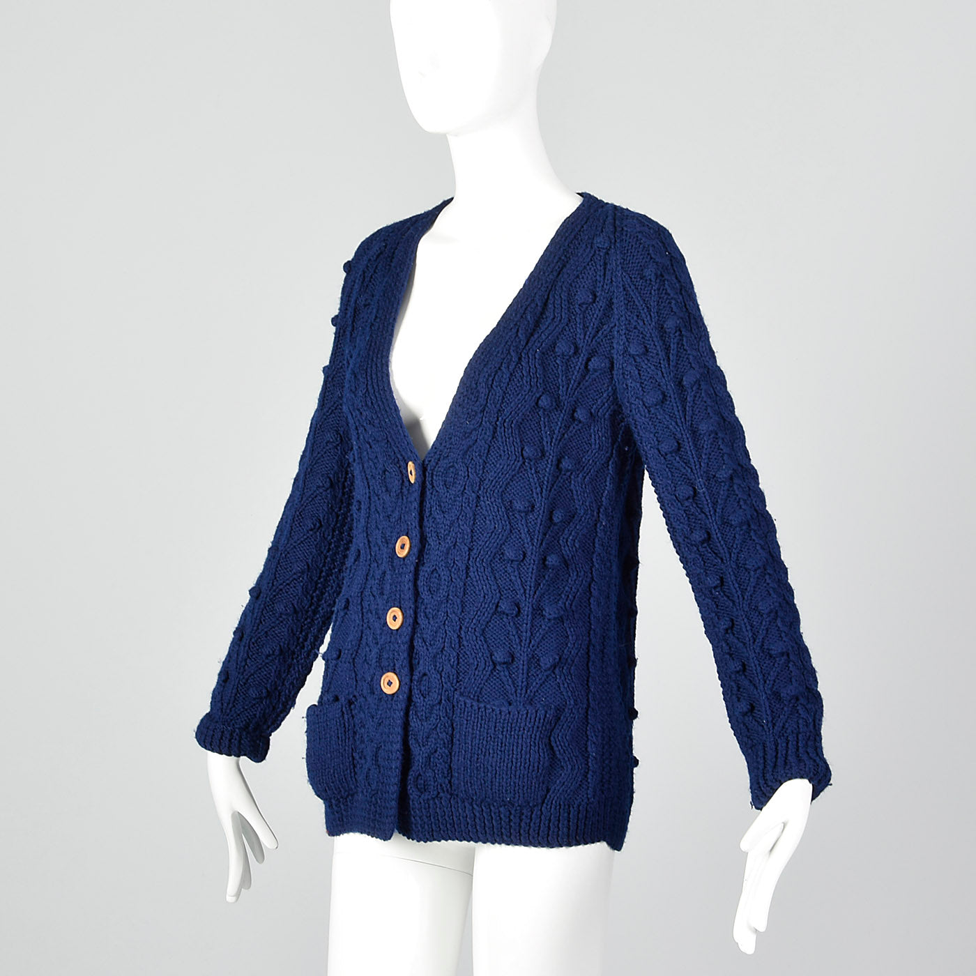 1980s I Magnin Blue Hand Knit Cardigan