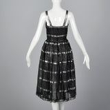 1950s Sheer Black and Silver Dress