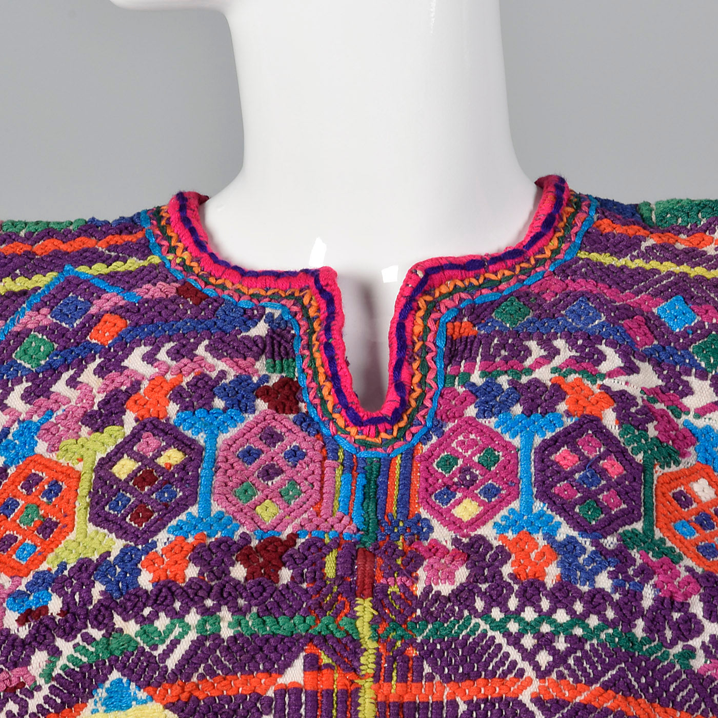 1950s Bohemian Hand Loomed Cotton Huipil Poncho