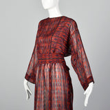 1980s Hanae Mori Sheer Red Dress