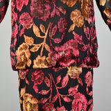 Medium-Large 1980s Black Burn Out Velvet Dress