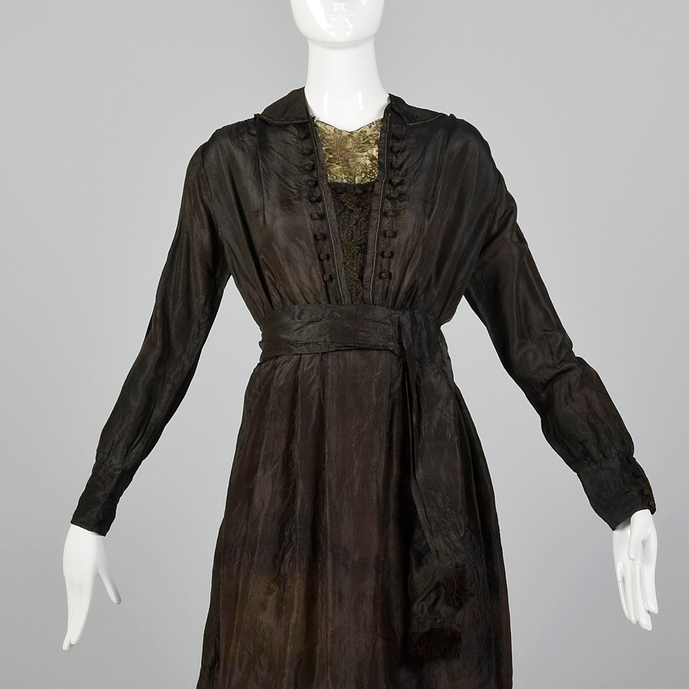 1910s Black Silk Edwardian Dress