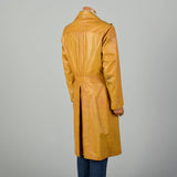 Medium 1970s Trench Coat Mustard Leather Overcoat