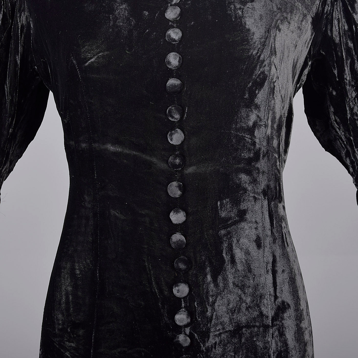 1930s Velvet Dress with Beading and Embroidery Trim