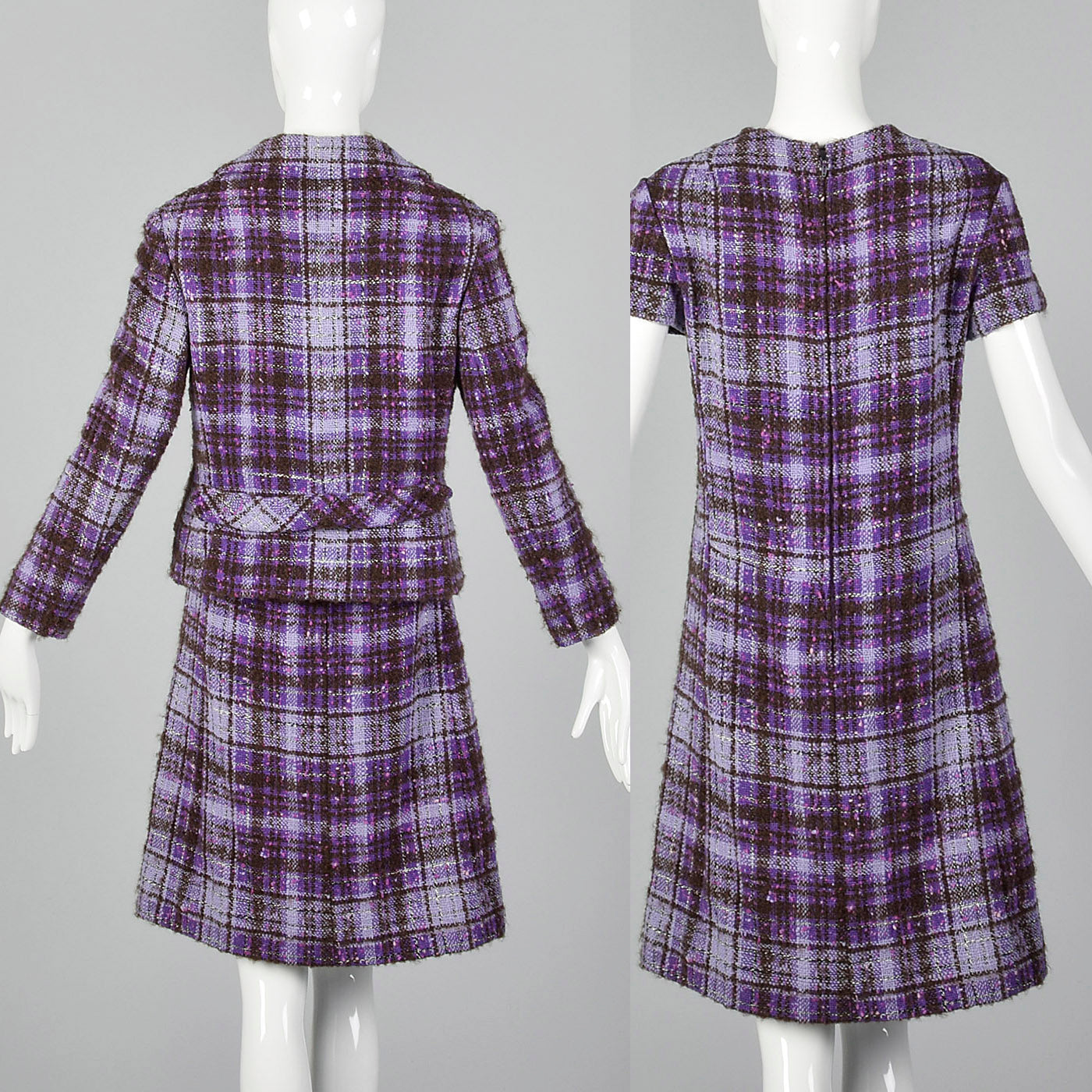 1960s Purple Tweed Dress Set