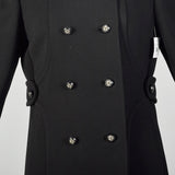 Small 1960s Mod Black Coat Double Breasted Military Style